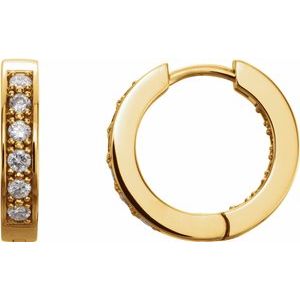 14K Yellow Gold 1/2 CTW Natural Diamond Inside-Outside 15 mm Hoop Earrings