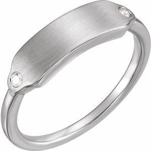 Platinum .03 CTW Natural Diamond 18x5 mm Signet Ring