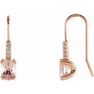 14K Rose Gold Natural Pink Morganite & .05 CTW Natural Diamond Earrings