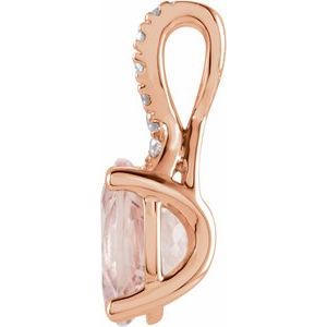 14K Rose Gold Natural Pink Morganite & .03 CTW Natural Diamond Pendant
