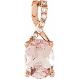 14K Rose Gold Natural Pink Morganite & .03 CTW Natural Diamond Pendant