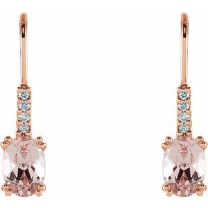14K Rose Gold Natural Pink Morganite & .05 CTW Natural Diamond Earrings