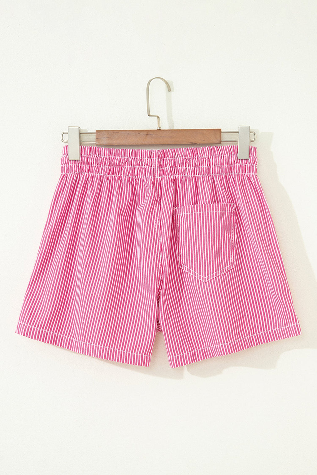 Stripe Denim Drawstring Elastic Waist Shorts