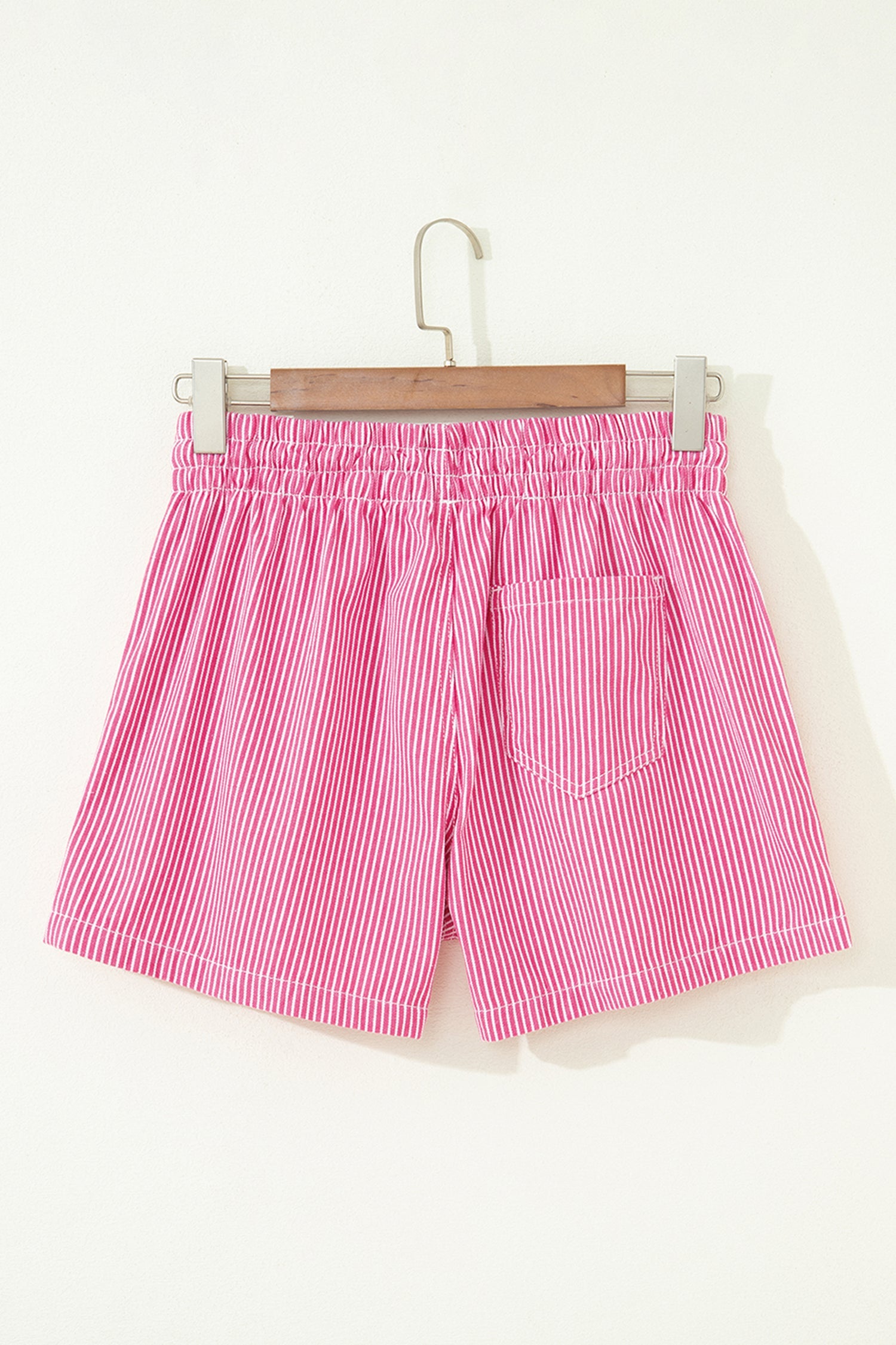 Stripe Denim Drawstring Elastic Waist Shorts