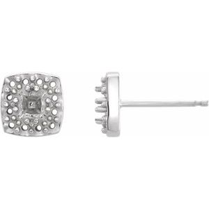14K White Gold 3 mm Square Halo-Style Earring Mounting