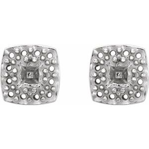 Platinum 3 mm Square Halo-Style Earring Mounting – image 2