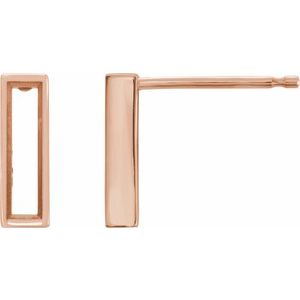 10K Rose Gold 4x2 mm Straight Baguette Earring Mounting
