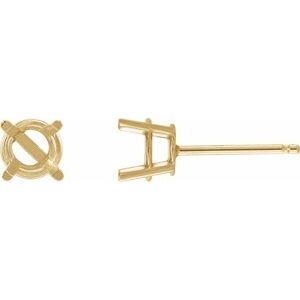 10K Yellow Gold 5 mm Round 4-Prong Lightweight Earring Mounting