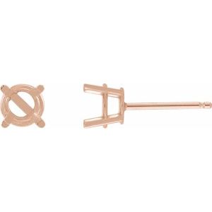 14K Rose Gold 5.5 mm Round 4-Prong Lightweight Earring Mounting