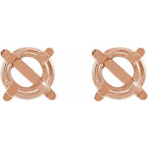 14K Rose Gold 10 mm Round 4-Prong Lightweight Earring Mounting – image 2