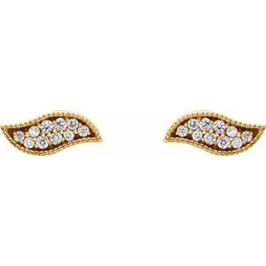 14K Yellow Gold .06 CTW Natural Diamond Earrings – image 2