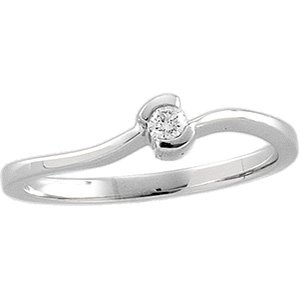 14K White Gold .07 CT Natural Diamond Ring