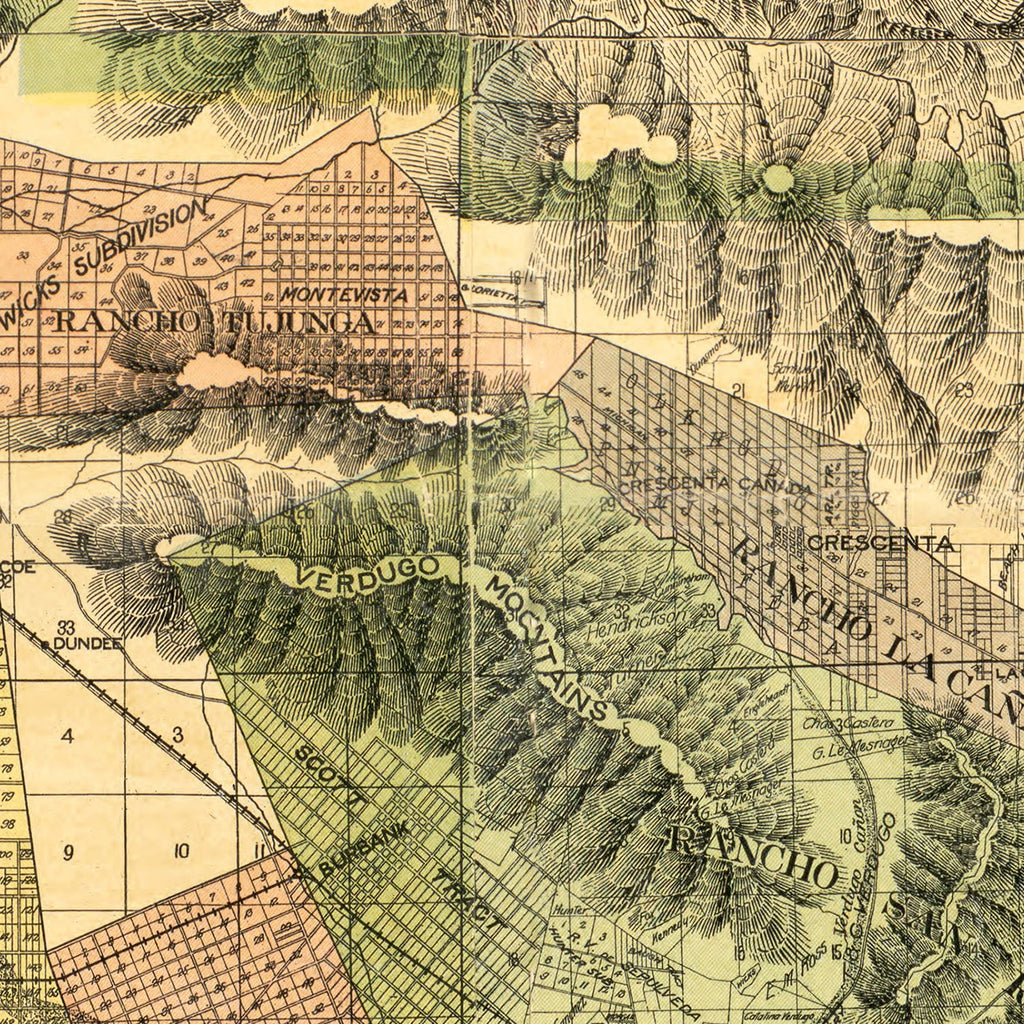 Vintage Map of Los Angeles County, California 1898
