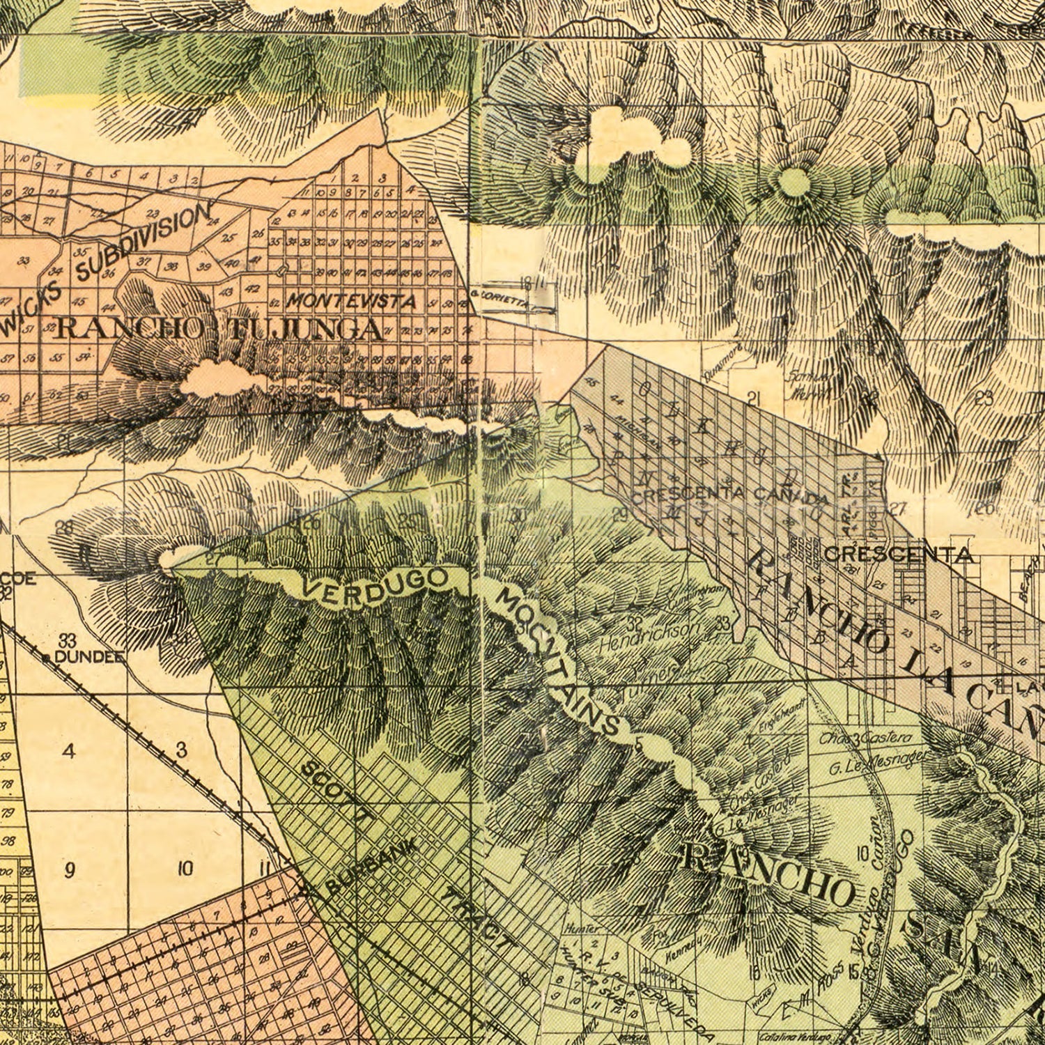 Vintage Map of Los Angeles County, California 1898