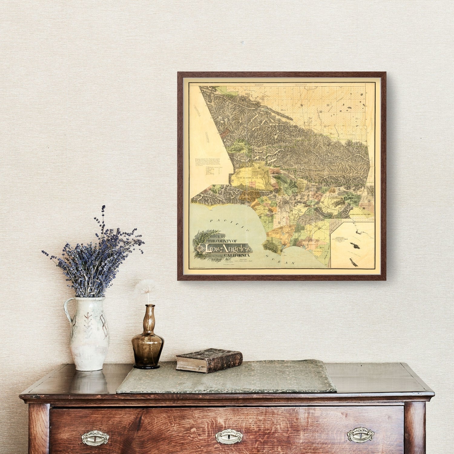 Vintage Map of Los Angeles County, California 1898