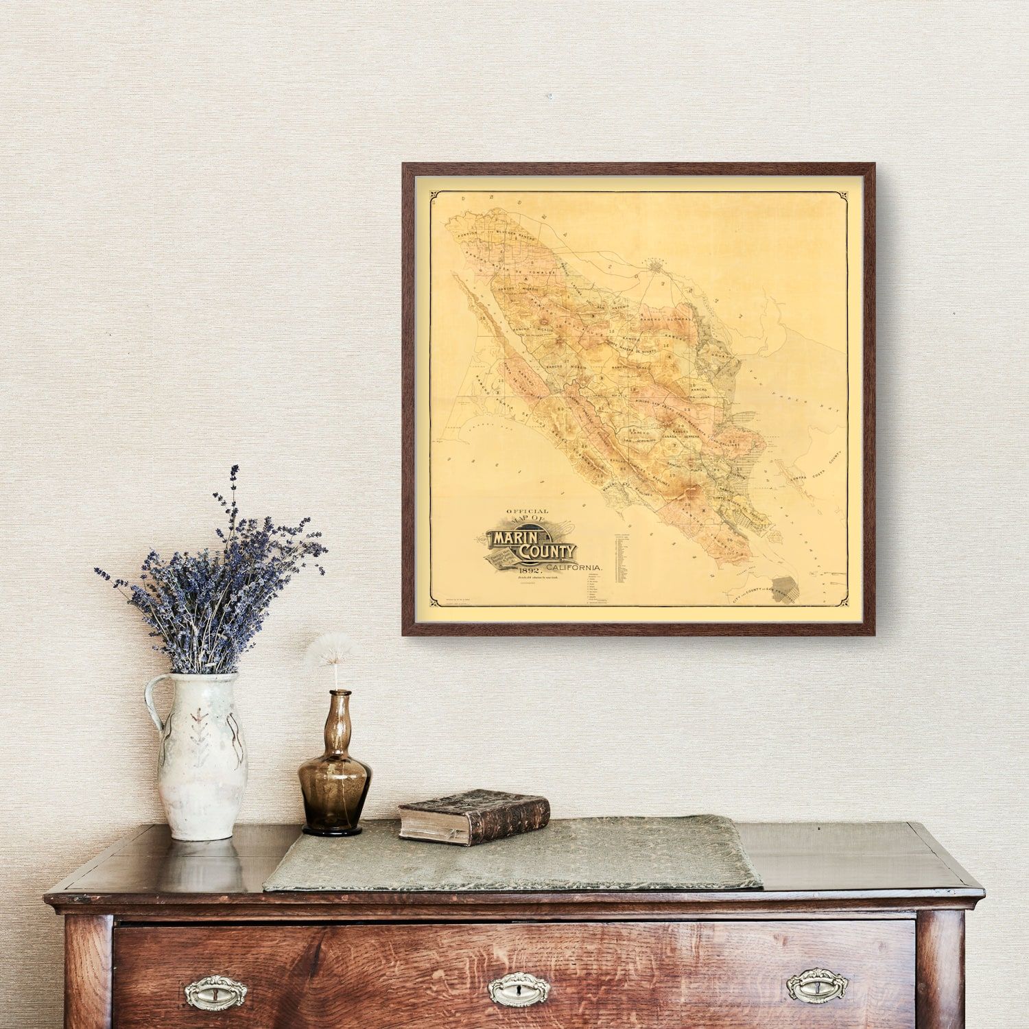 Vintage Map of Marin County, California 1892