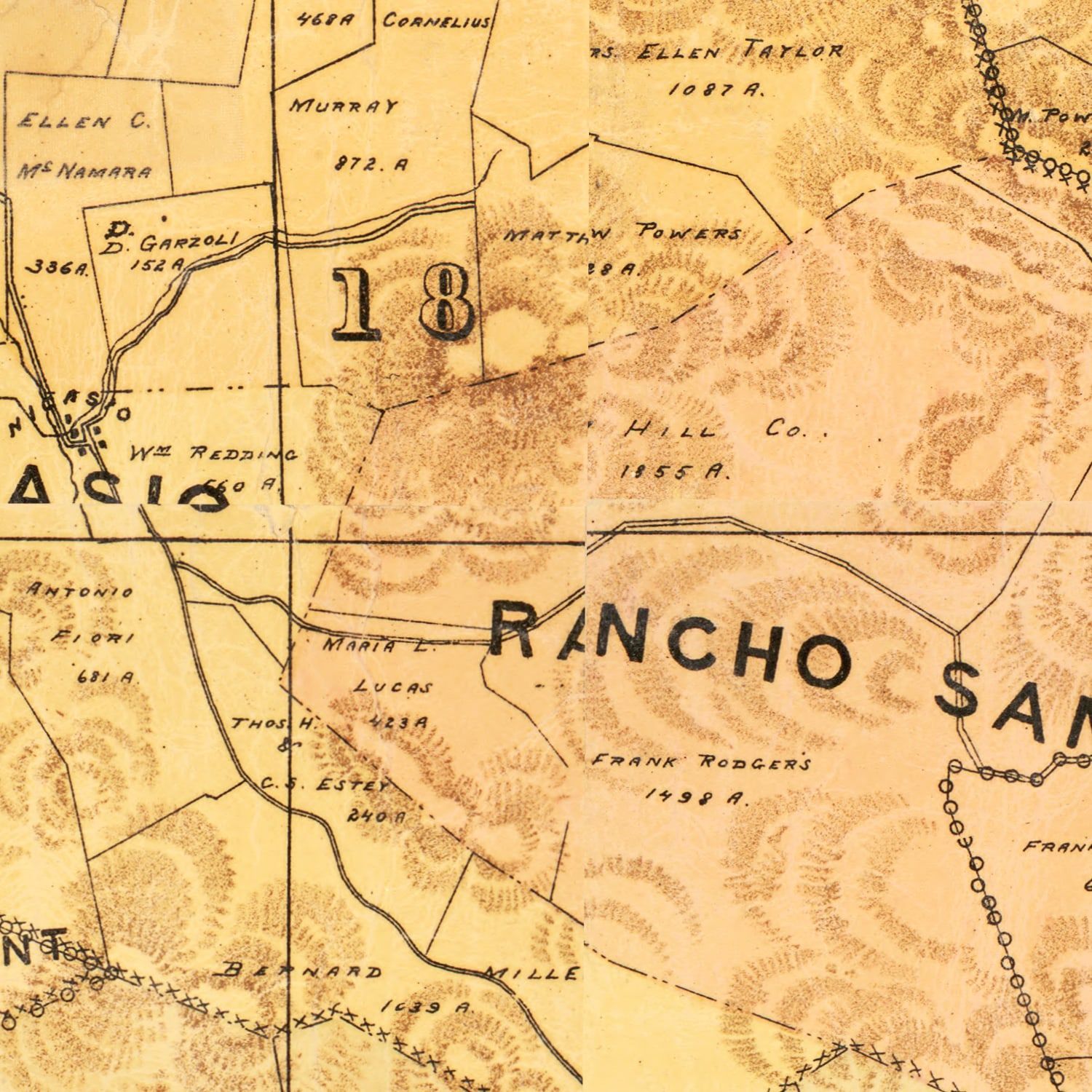 Vintage Map of Marin County, California 1892