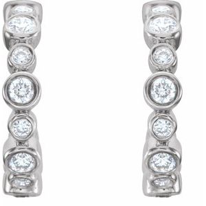 14K White Gold 1/4 CTW Natural Diamond 10.5 mm Hoop Earrings – image 2