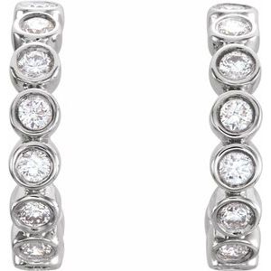 Platinum 1/4 CTW Natural Diamond 11.1 mm Hoop Earrings – image 2