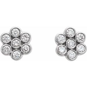 14K White Gold 1/4 CTW Natural Diamond Cluster Earrings – image 2