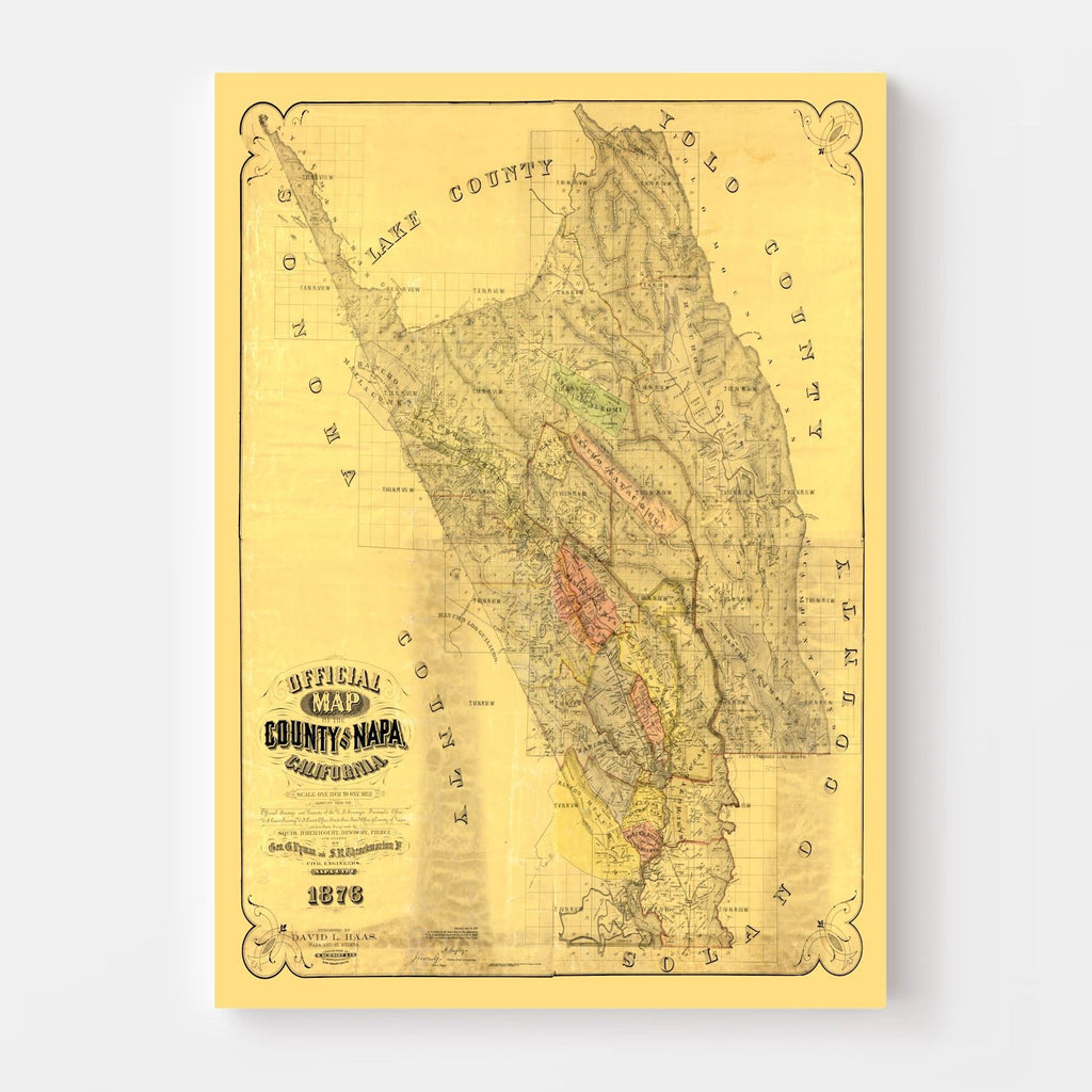 Vintage Map of Napa County, California 1876