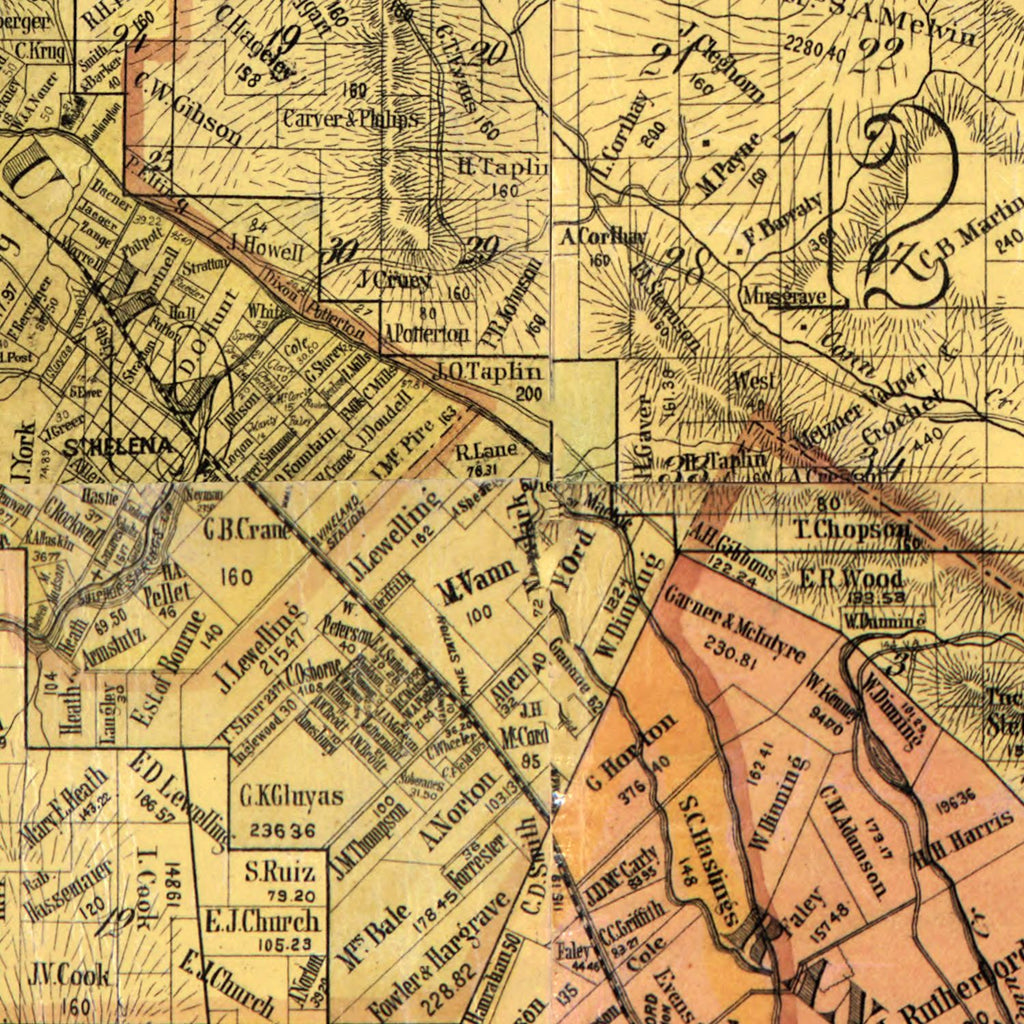 Vintage Map of Napa County, California 1876