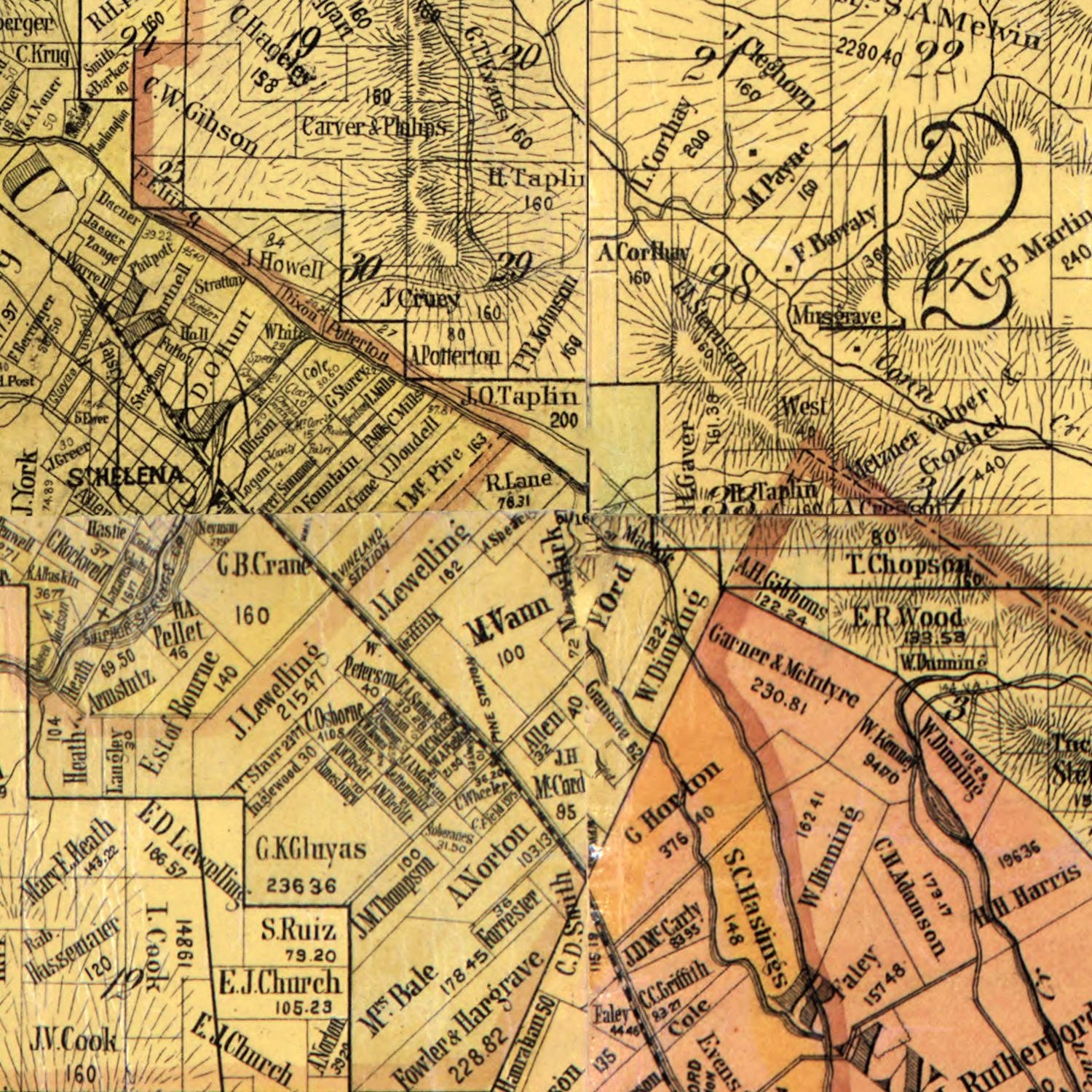 Vintage Map of Napa County, California 1876