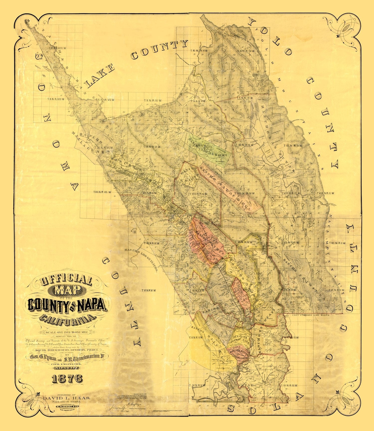 Vintage Map of Napa County, California 1876