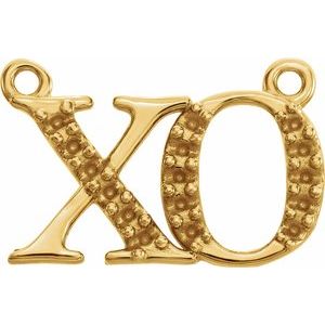 14K Yellow Gold Accented "XO" Phrase Necklace Center