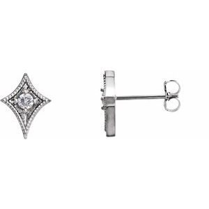 14K White Gold 1/8 CTW Natural Diamond Geometric Earrings