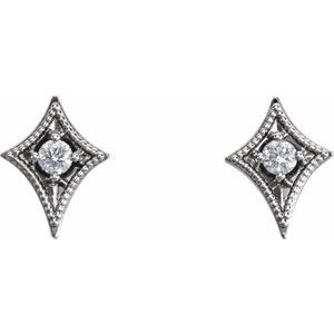 14K White Gold 1/8 CTW Natural Diamond Geometric Earrings – image 2