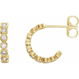 14K Yellow Gold 1/4 CTW Natural Diamond 11.1 mm Hoop Earrings