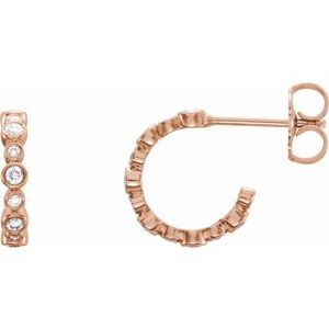 14K Rose Gold 1/4 CTW Natural Diamond 10.5 mm Hoop Earrings