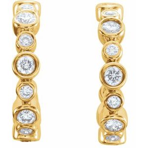 14K Yellow Gold 1/4 CTW Natural Diamond 10.5 mm Hoop Earrings – image 2