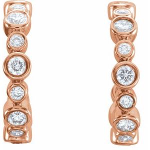 14K Rose Gold 1/4 CTW Natural Diamond 10.5 mm Hoop Earrings