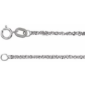 14K White 1.2 mm Diamond-Cut Singapore 24" Chain