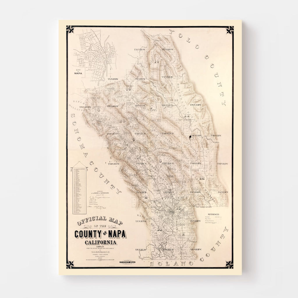 Vintage Map of Napa County, California 1895