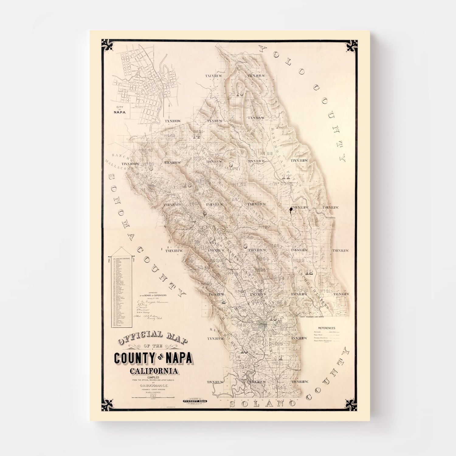 Vintage Map of Napa County, California 1895