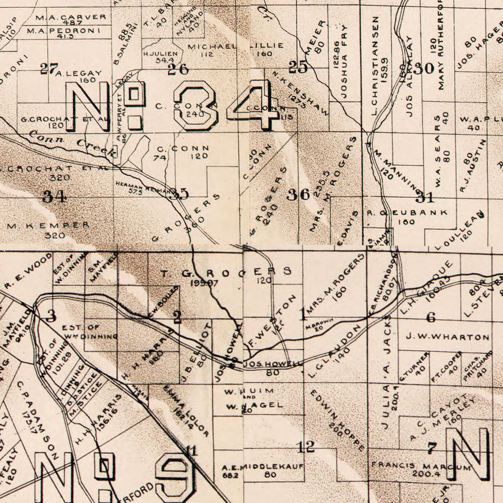Vintage Map of Napa County, California 1895