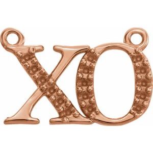 14K Rose Gold Accented "XO" Phrase Necklace Center