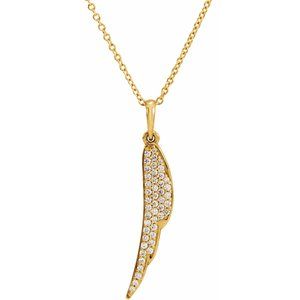 14K Yellow Gold 1/5 CTW Natural Diamond Feather 16-18" Necklace