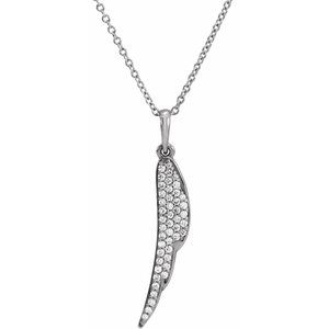 14K White Gold 1/5 CTW Natural Diamond Feather 16-18" Necklace