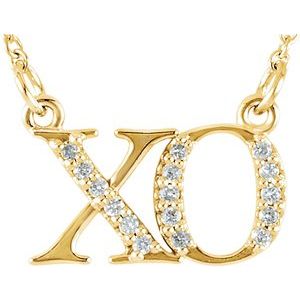 14K Yellow Gold .07 CTW Natural Diamond "XO" Phrase 16 1/2" Necklace