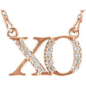 14K Rose Gold .07 CTW Natural Diamond "XO" Phrase 16 1/2" Necklace