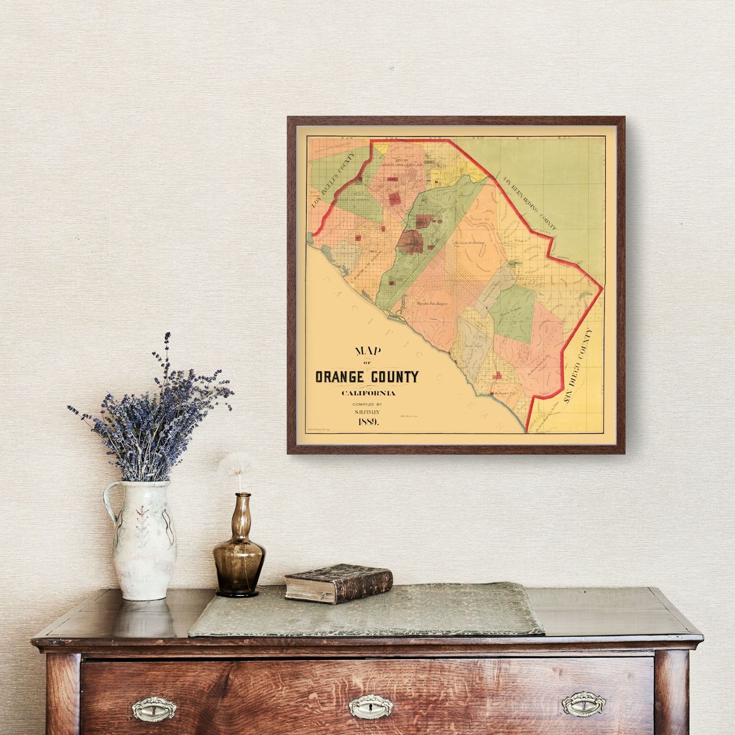 Vintage Map of Orange County, California 1889