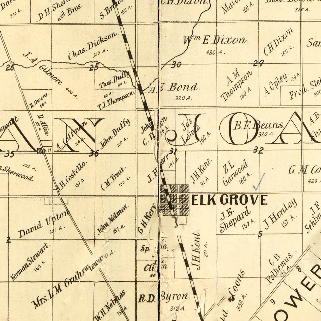 Vintage Map of Sacramento County, California 1885