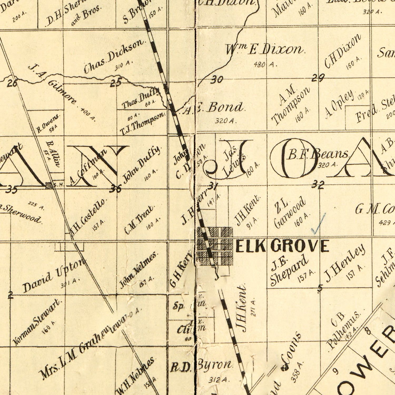Vintage Map of Sacramento County, California 1885