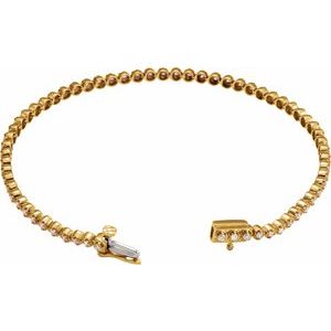 14K Yellow Gold 1 CTW Natural Diamond Line 7" Bracelet – image 3