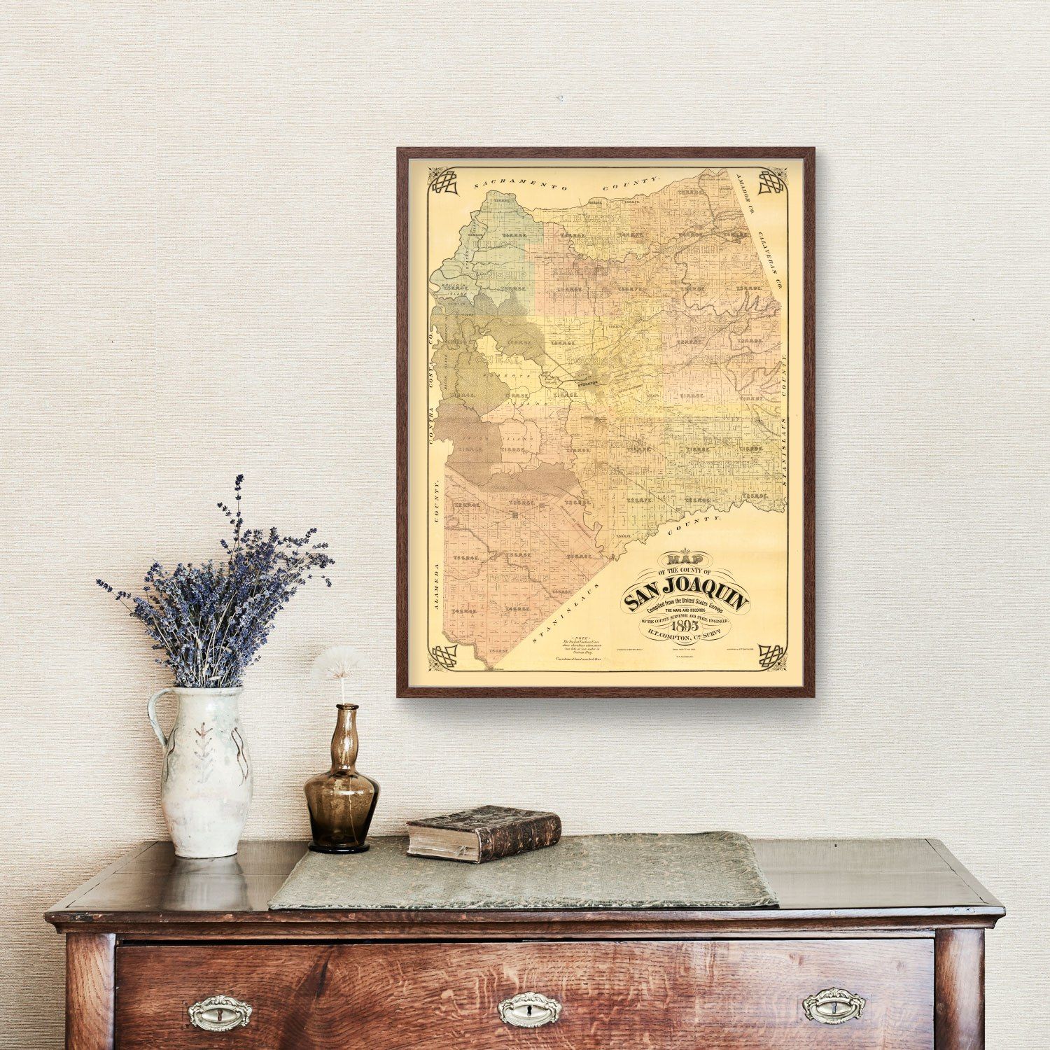 Vintage Map of San Joaquin County, California 1894