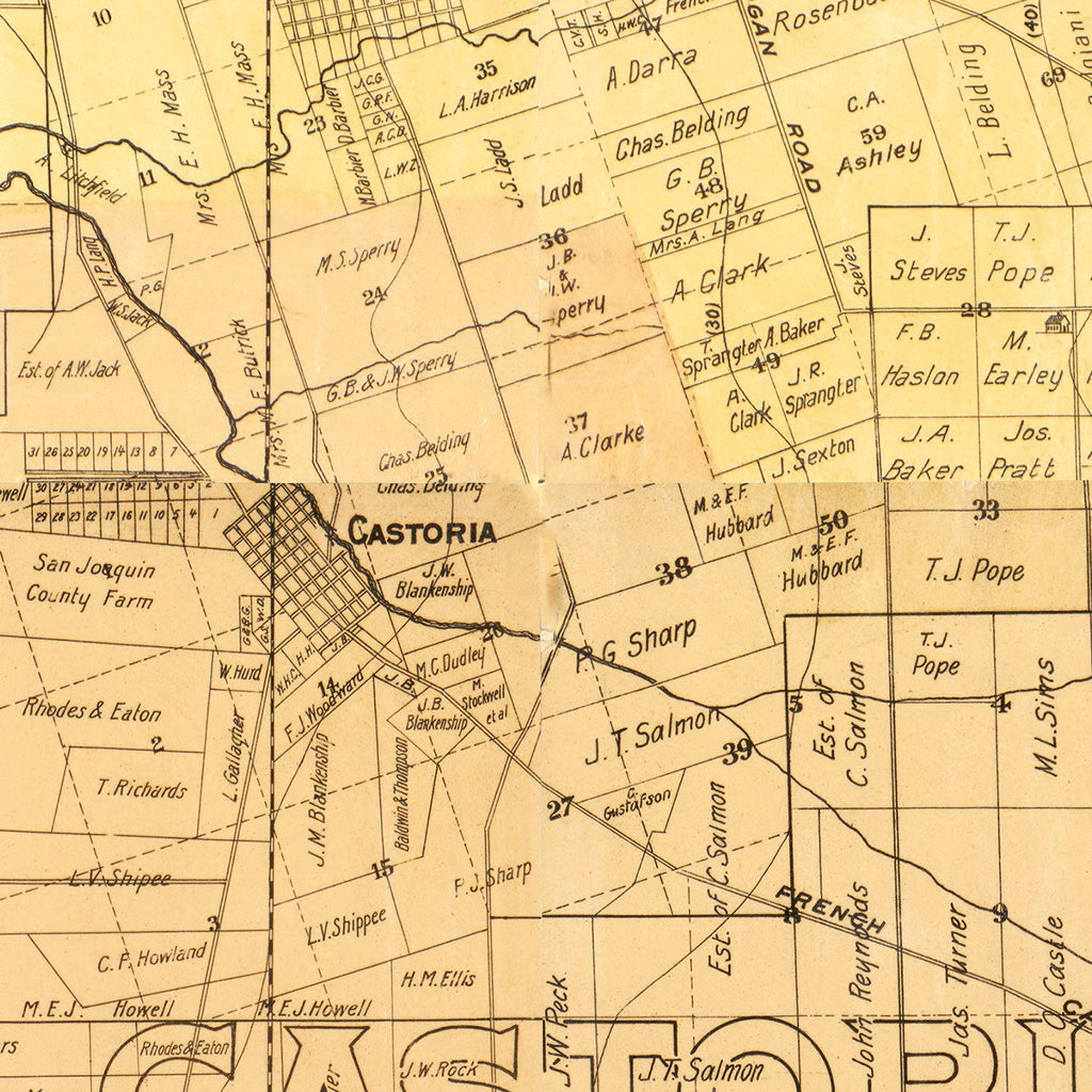 Vintage Map of San Joaquin County, California 1894